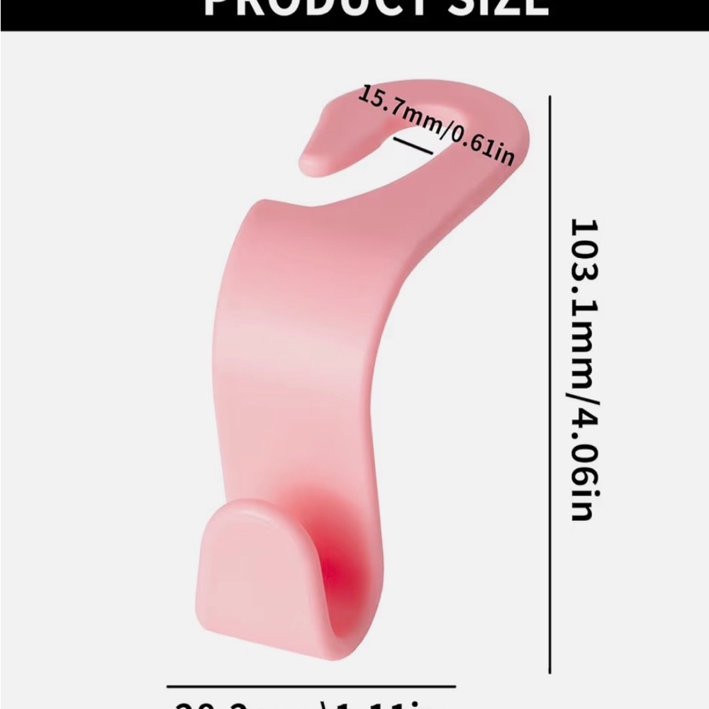 Pink Car Seat Headrest Hooks set of 2 - Picture 2 of 3
